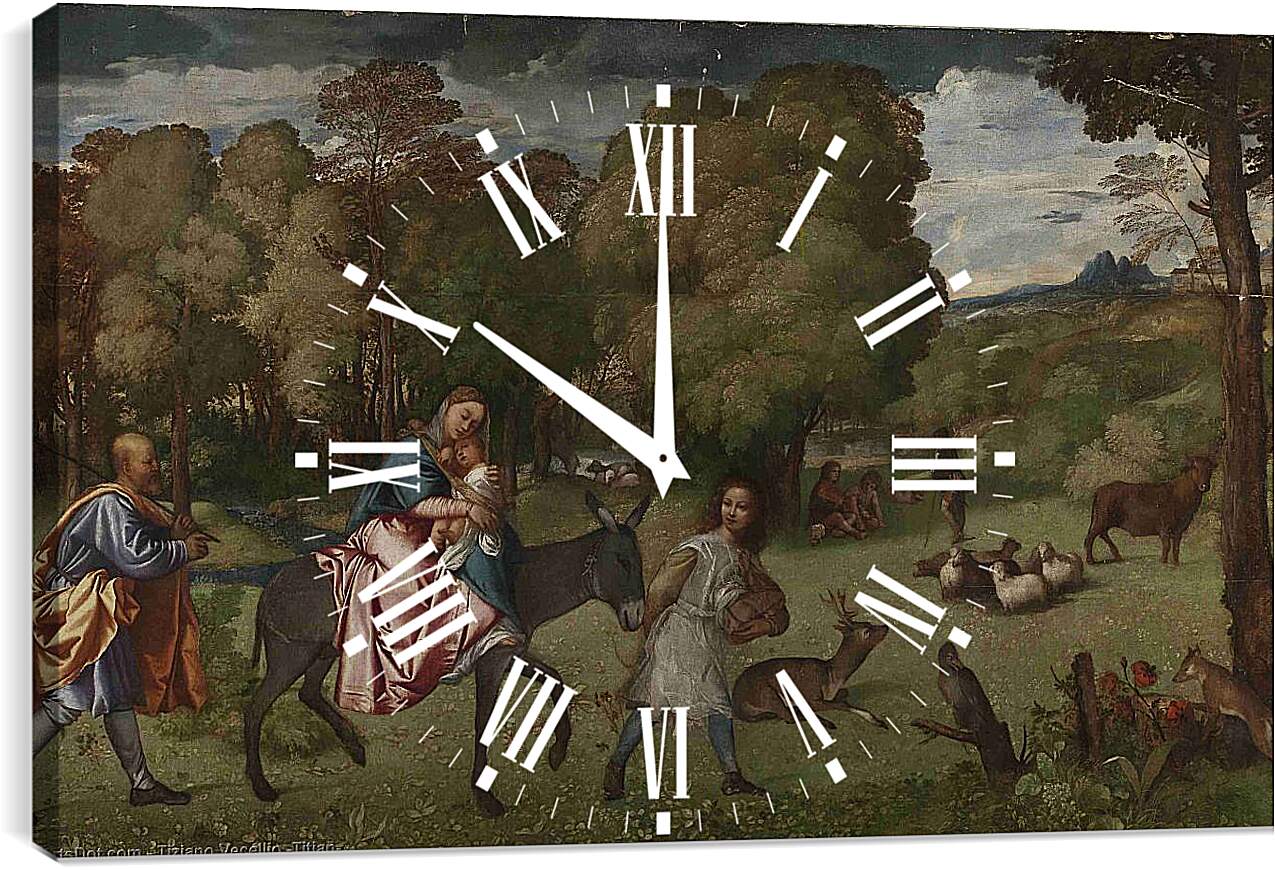 Часы картина - Бегство в Египет. Тициан Вечеллио
