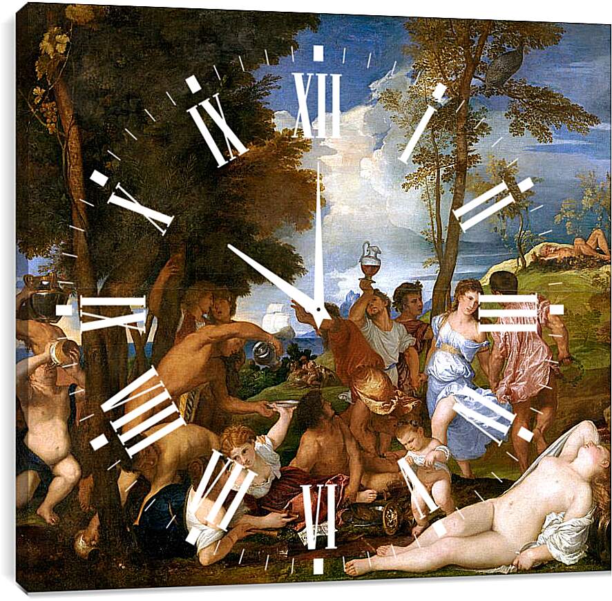 Часы картина - Вакханалия. Тициан Вечеллио
