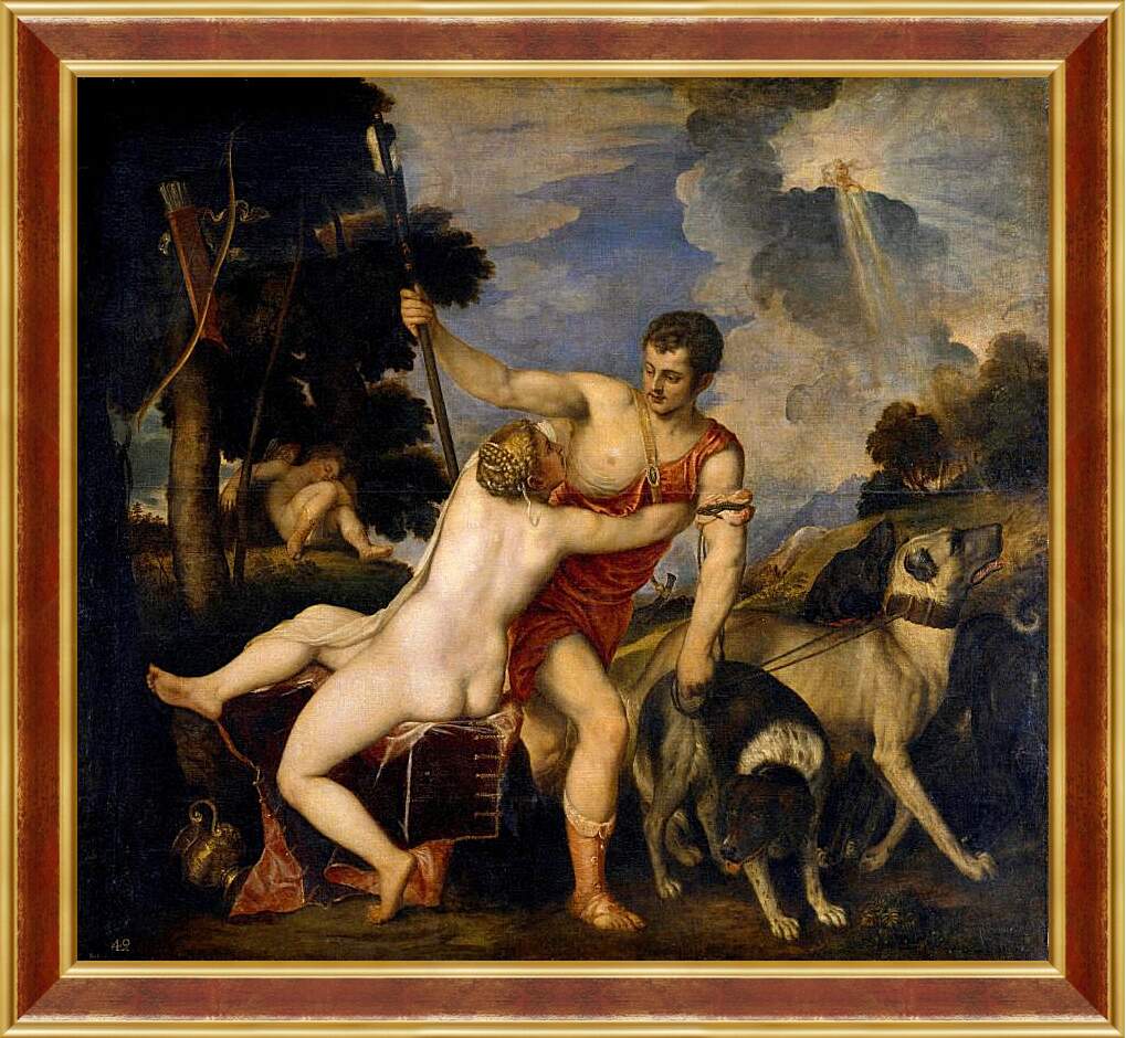 Картина в раме - Венера и Адонис. Тициан Вечеллио
