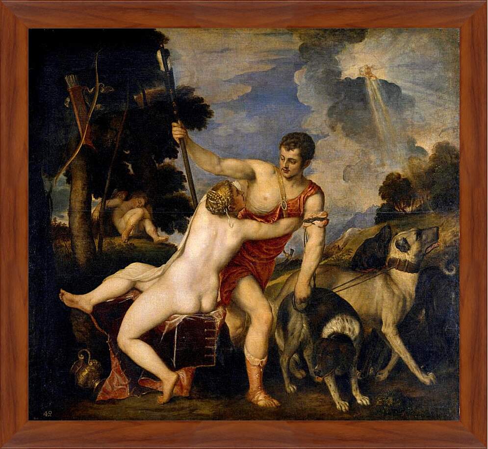 Картина в раме - Венера и Адонис. Тициан Вечеллио
