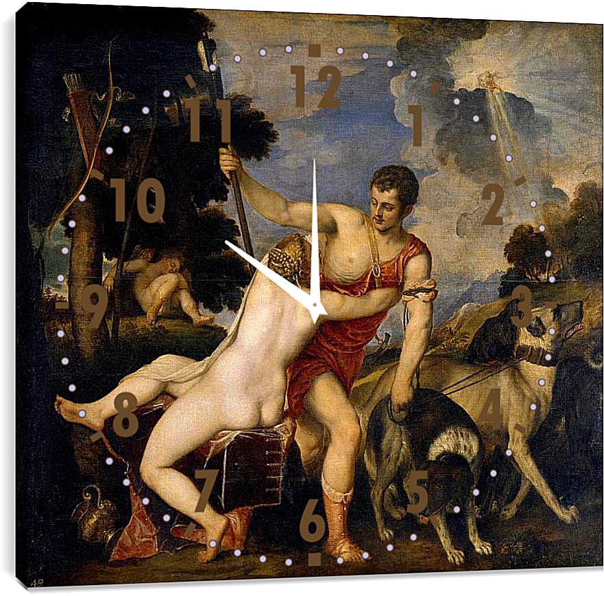Часы картина - Венера и Адонис. Тициан Вечеллио
