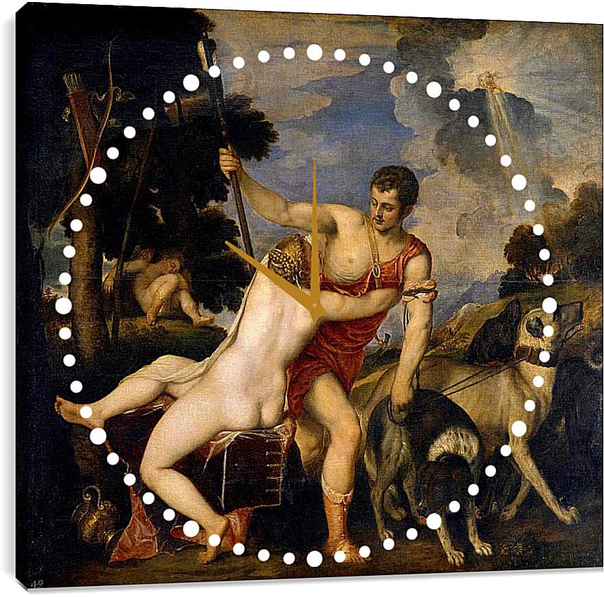 Часы картина - Венера и Адонис. Тициан Вечеллио

