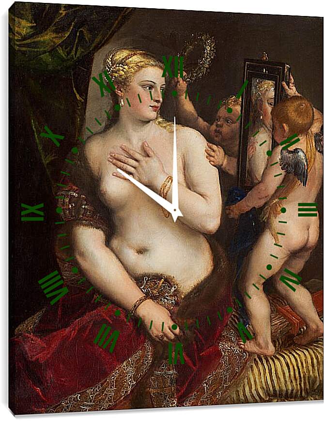 Часы картина - Венера перед зеркалом. Тициан Вечеллио
