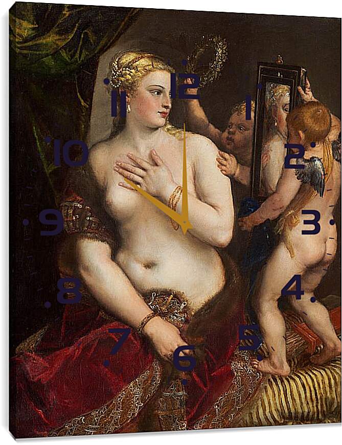 Часы картина - Венера перед зеркалом. Тициан Вечеллио
