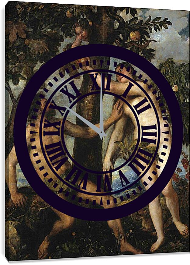 Часы картина - Грехопадение. Тициан Вечеллио
