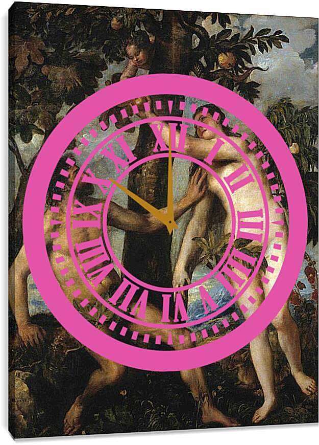 Часы картина - Грехопадение. Тициан Вечеллио

