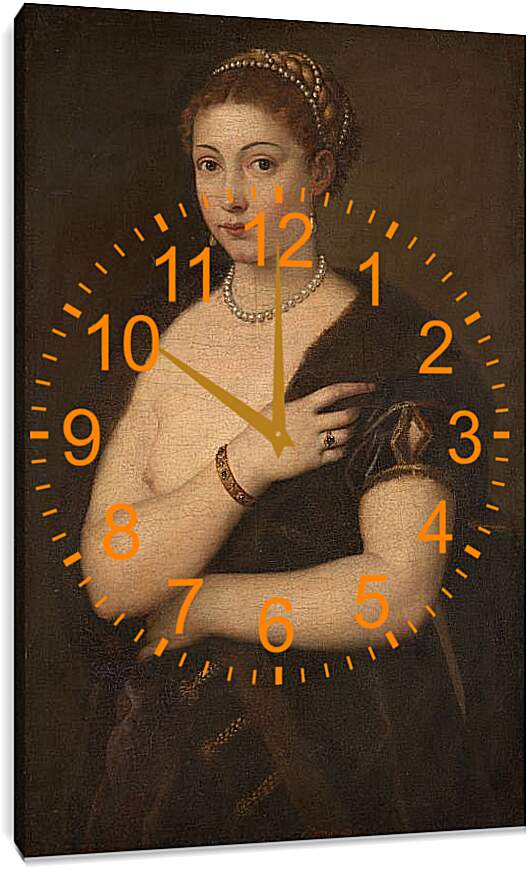Часы картина - Девушка в мехах. Тициан Вечеллио
