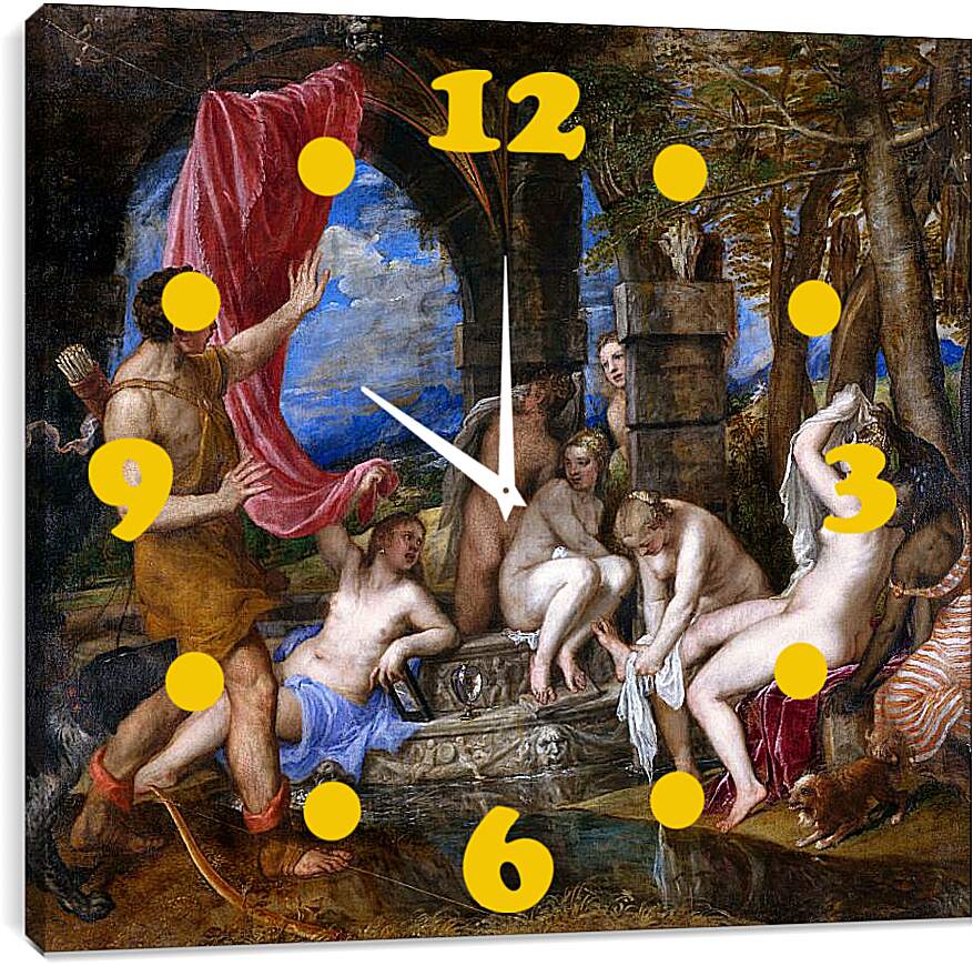 Часы картина - Диана и Актеон. Тициан Вечеллио
