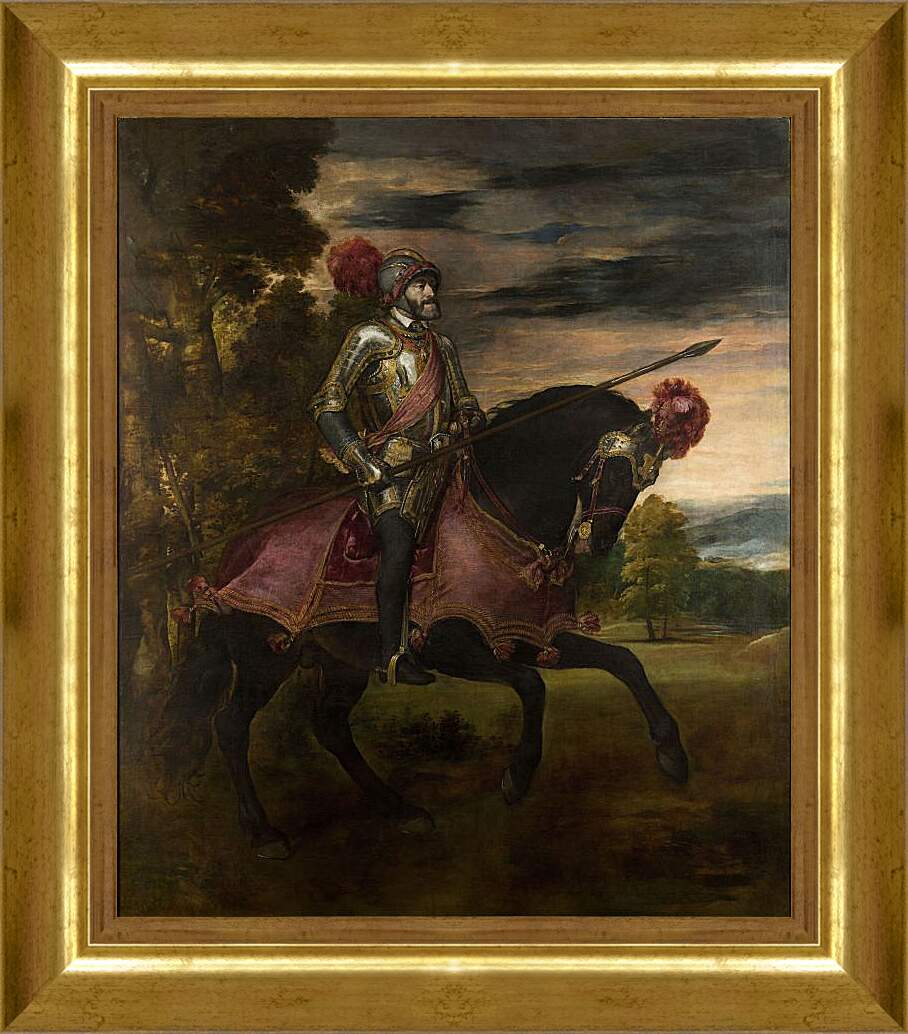 Картина в раме - Конный портрет Карла V. Тициан Вечеллио
