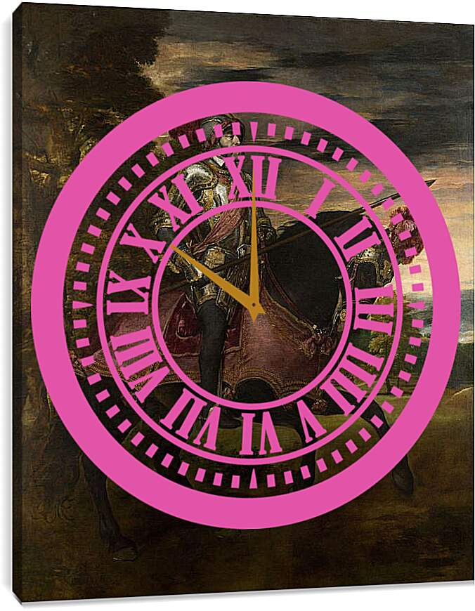 Часы картина - Конный портрет Карла V. Тициан Вечеллио
