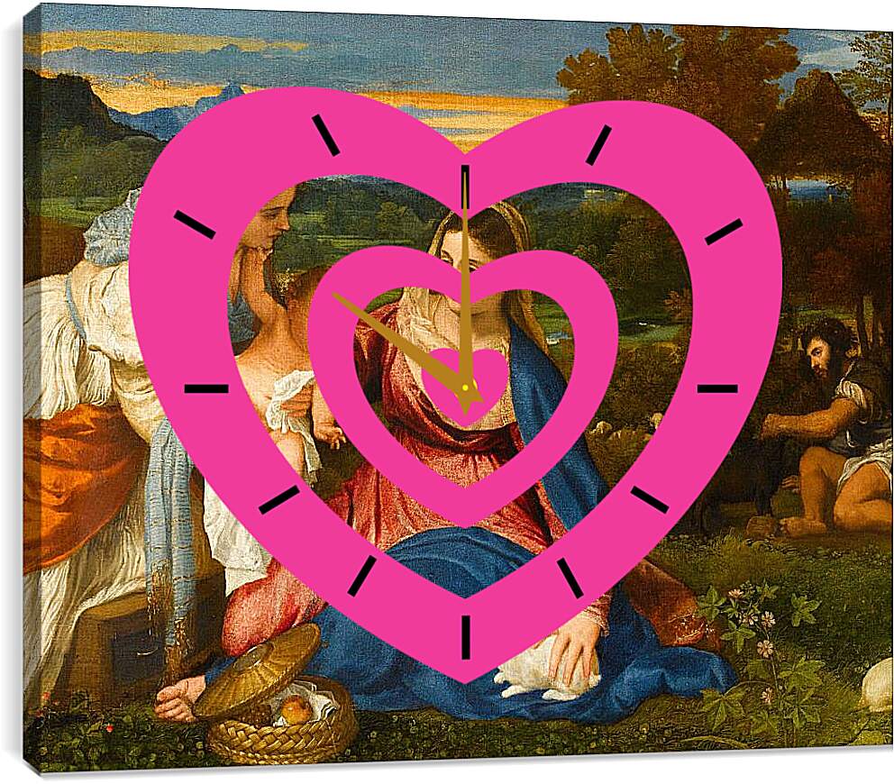 Часы картина - Мадонна с кроликом. Тициан Вечеллио
