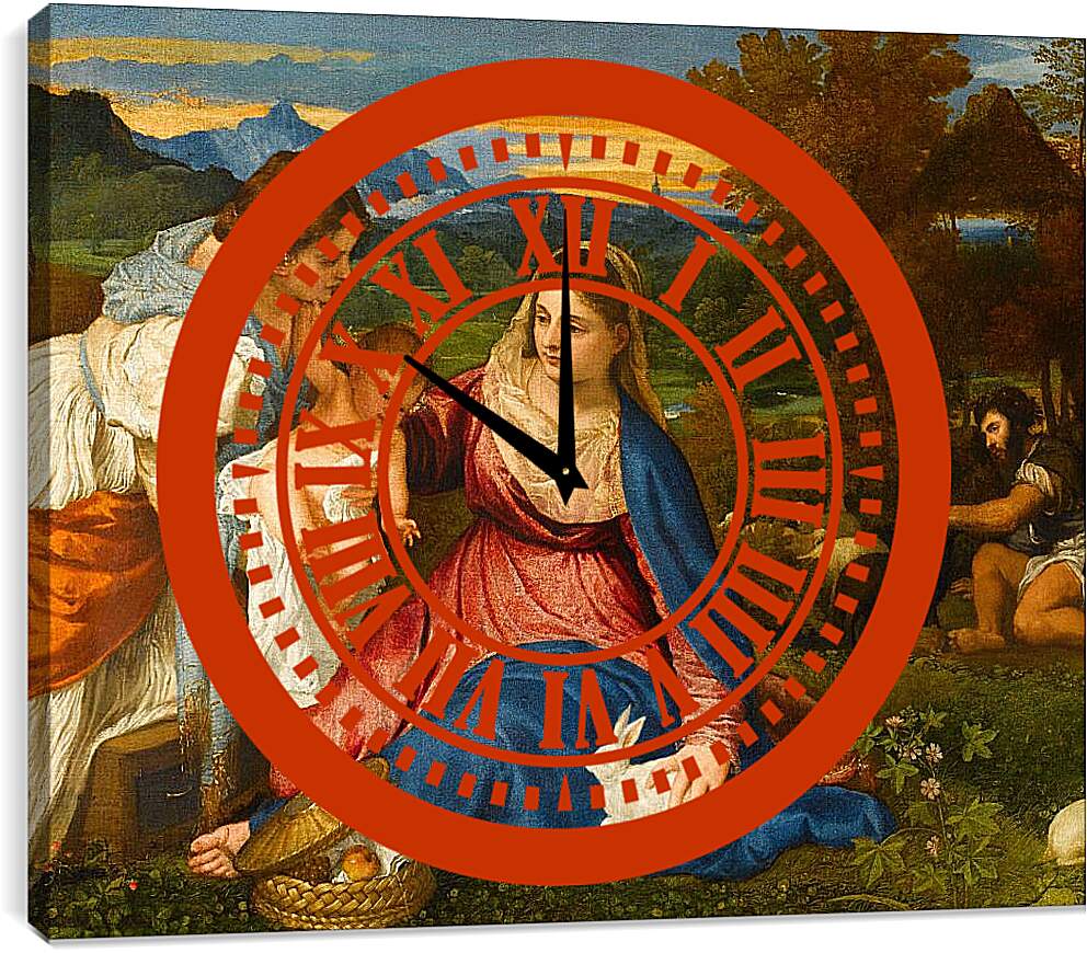 Часы картина - Мадонна с кроликом. Тициан Вечеллио
