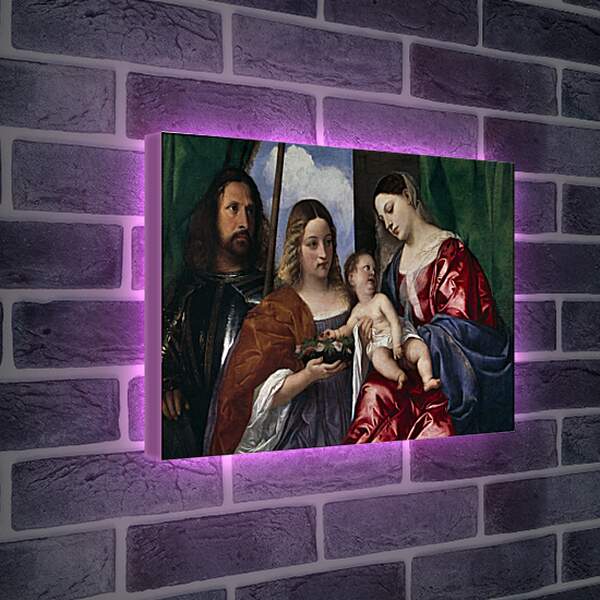 Лайтбокс световая панель - Мадонна с младенцем и святыми Георгием и Доротеей. Тициан Вечеллио
