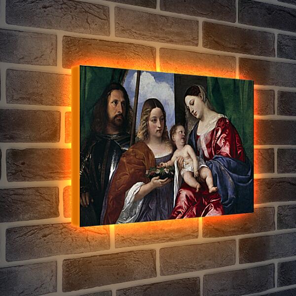 Лайтбокс световая панель - Мадонна с младенцем и святыми Георгием и Доротеей. Тициан Вечеллио
