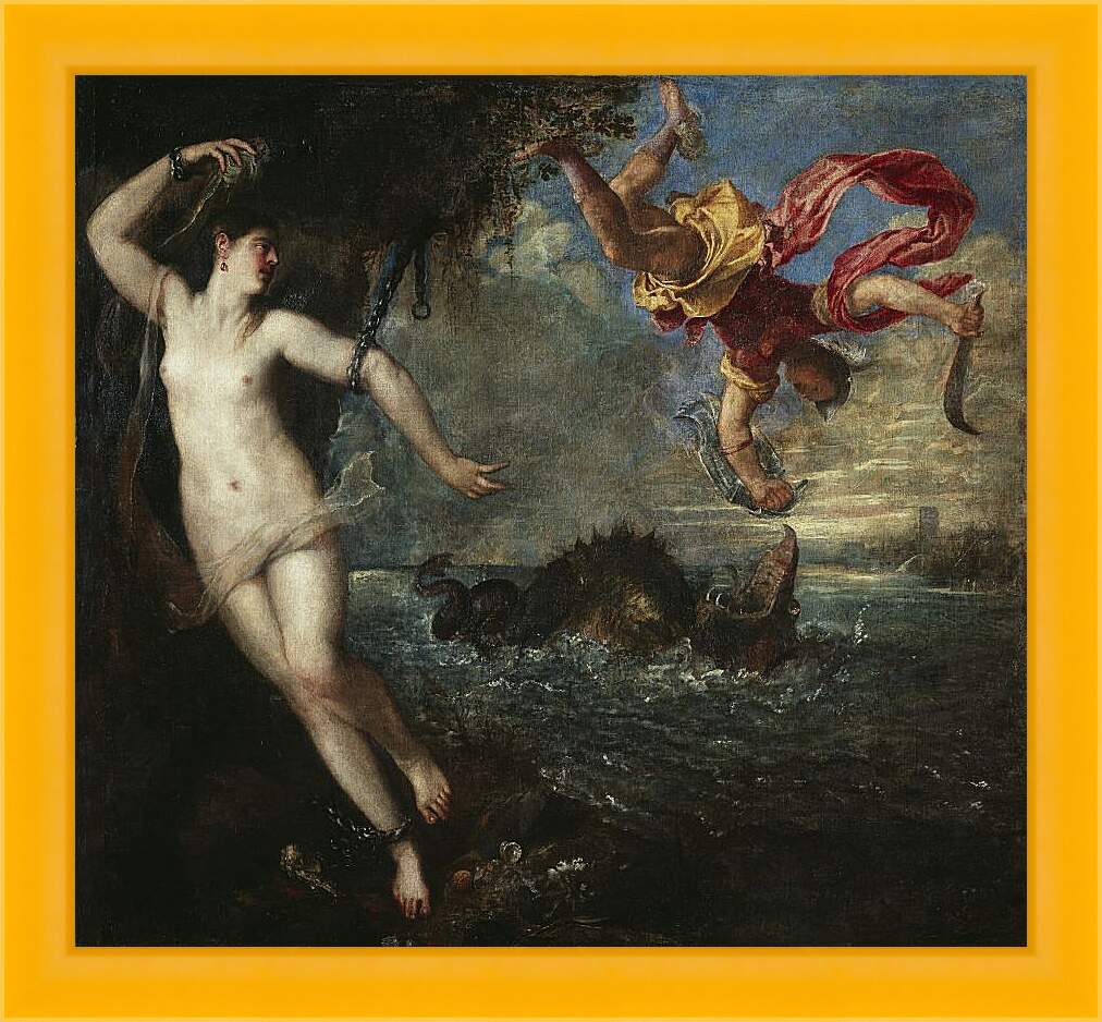 Картина в раме - Персей и Андромеда. Тициан Вечеллио
