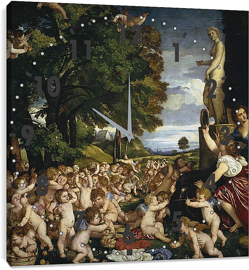 Часы картина - Поклонение Венере. Тициан Вечеллио
