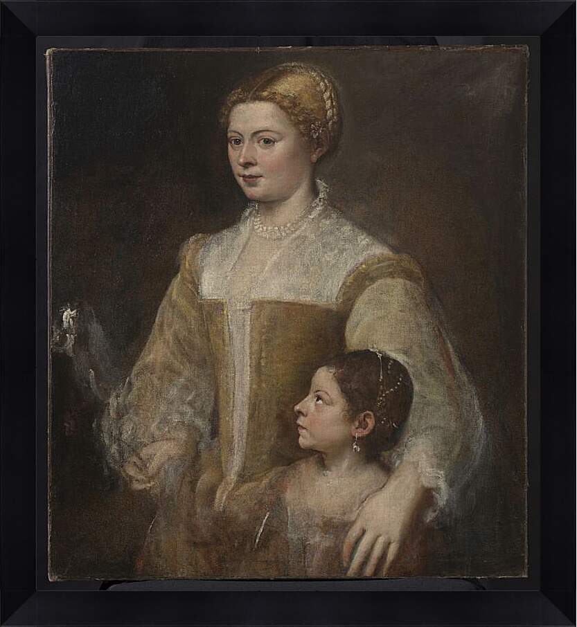 Картина в раме - Портрет дамы с дочерью. Тициан Вечеллио

