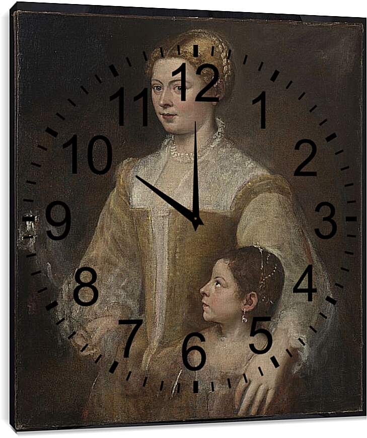 Часы картина - Портрет дамы с дочерью. Тициан Вечеллио
