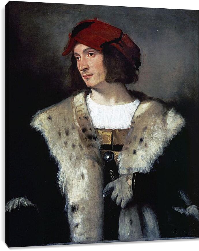 Постер и плакат - Портрет мужчины в красной шапке. Тициан Вечеллио
