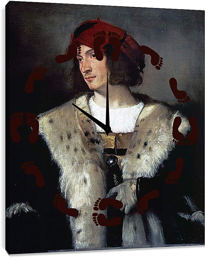 Часы картина - Портрет мужчины в красной шапке. Тициан Вечеллио
