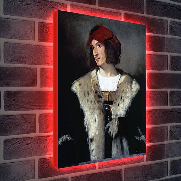 Лайтбокс световая панель - Портрет мужчины в красной шапке. Тициан Вечеллио
