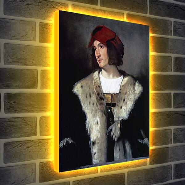 Лайтбокс световая панель - Портрет мужчины в красной шапке. Тициан Вечеллио
