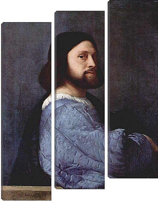 Модульная картина - Портрет мужчины в платье с синими рукавами. Тициан Вечеллио
