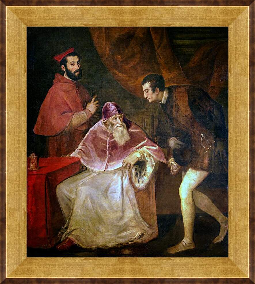 Картина в раме - Потрет Павла III и его внуков. Тициан Вечеллио
