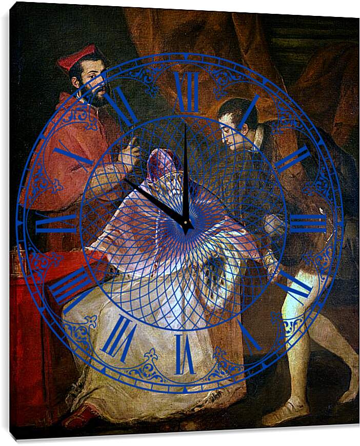 Часы картина - Потрет Павла III и его внуков. Тициан Вечеллио
