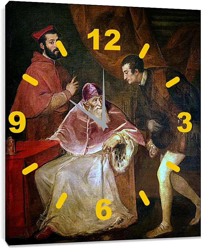 Часы картина - Потрет Павла III и его внуков. Тициан Вечеллио