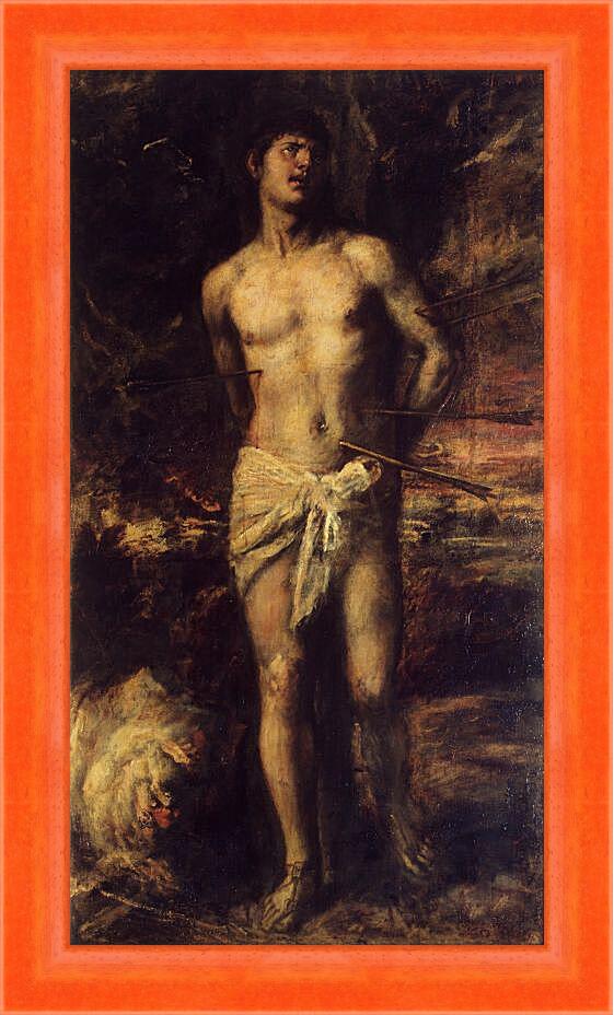 Картина в раме - Святой Себастьян. Тициан Вечеллио
