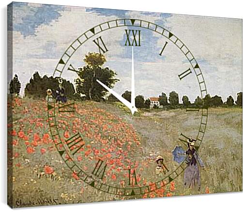 Часы картина - Poppies Blooming. Клод Моне