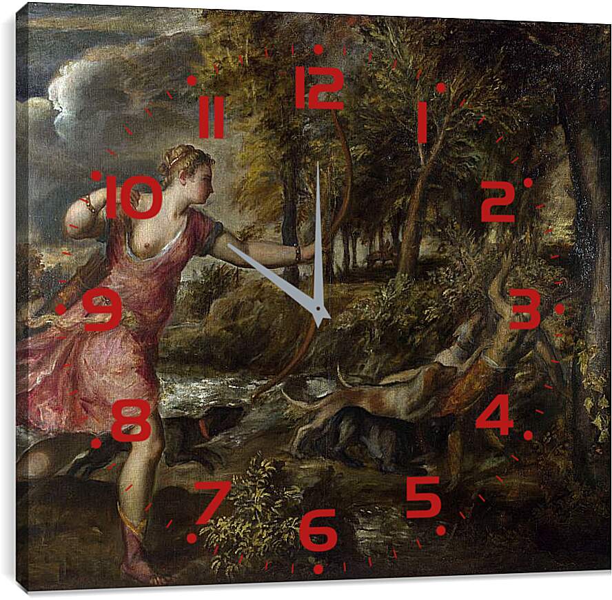 Часы картина - Смерть Актеона. Тициан Вечеллио

