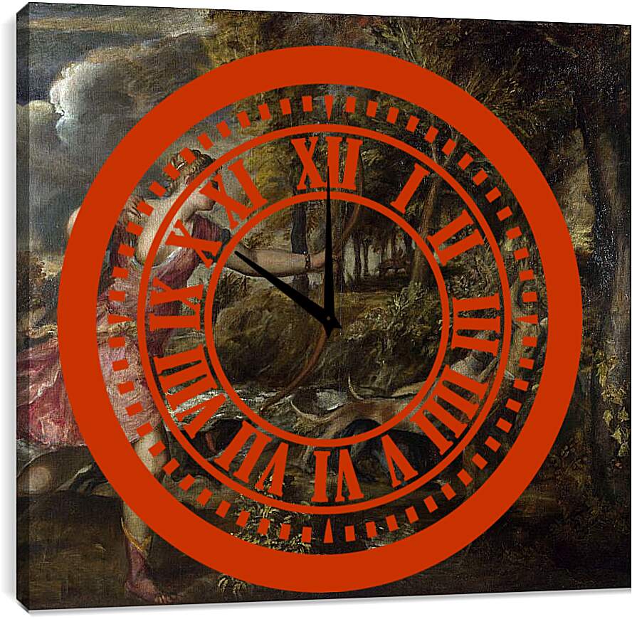 Часы картина - Смерть Актеона. Тициан Вечеллио
