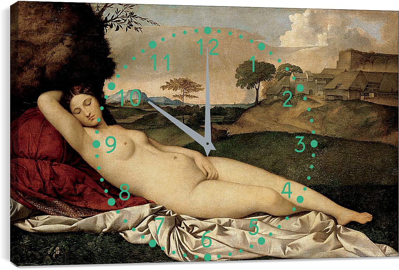 Часы картина - Спящая Венера. Тициан Вечеллио
