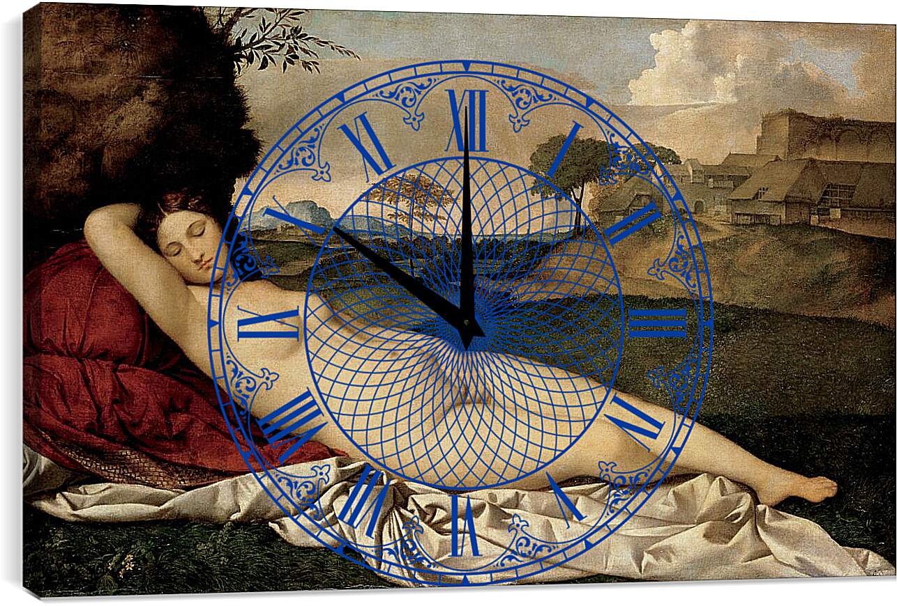 Часы картина - Спящая Венера. Тициан Вечеллио
