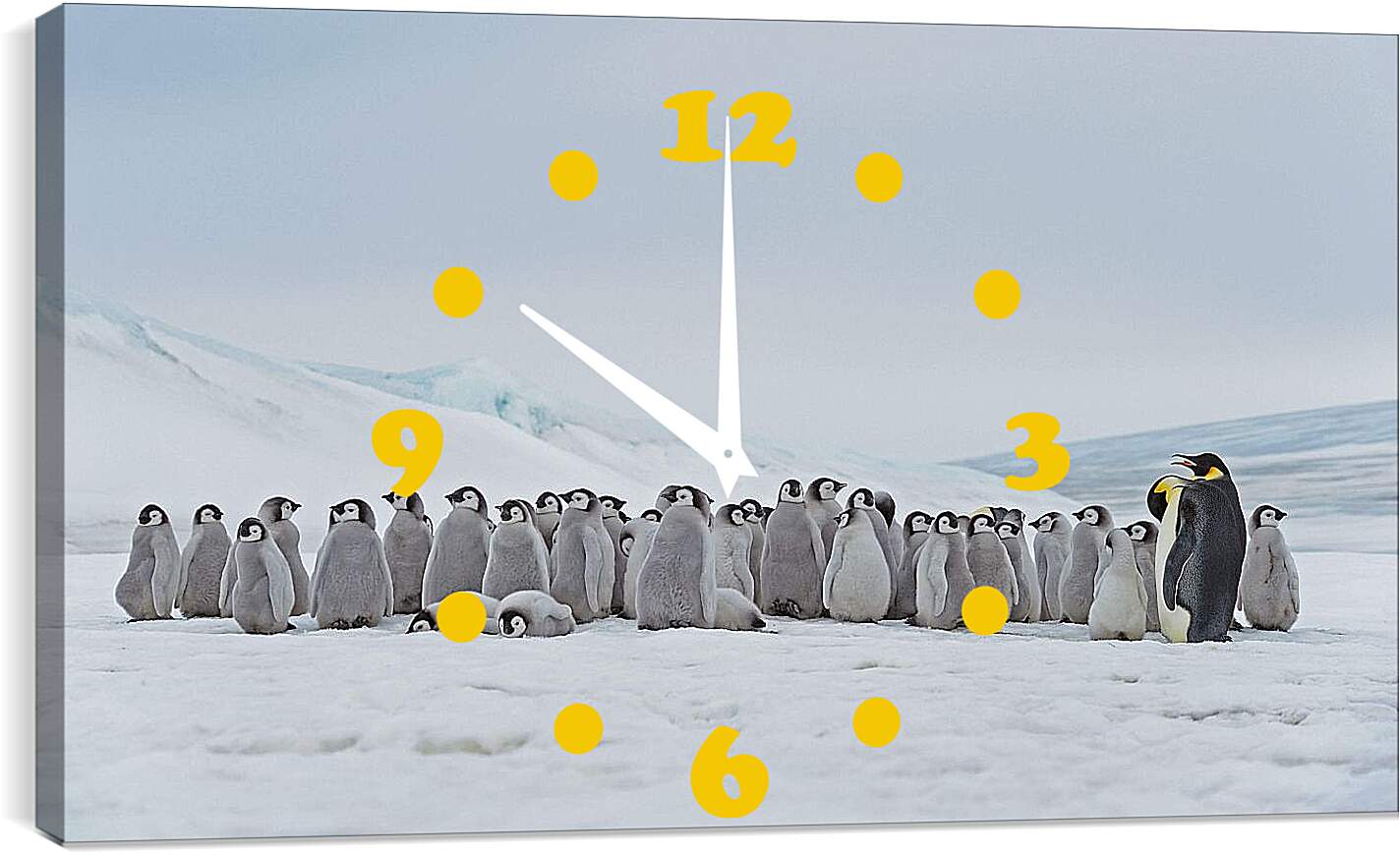 Часы картина - Пингвины на снегу