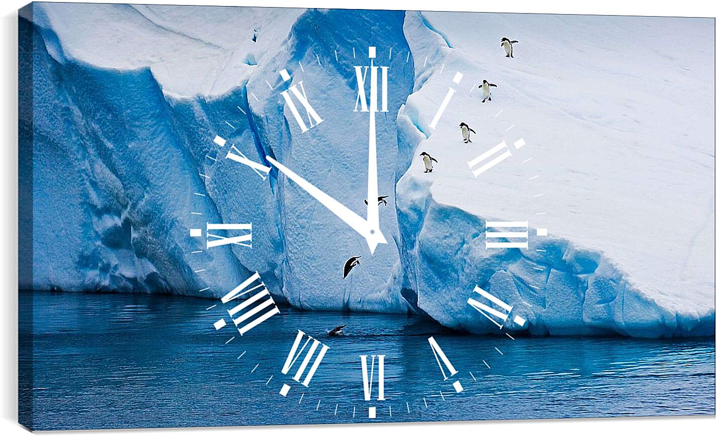 Часы картина - Ныряющие пингвины