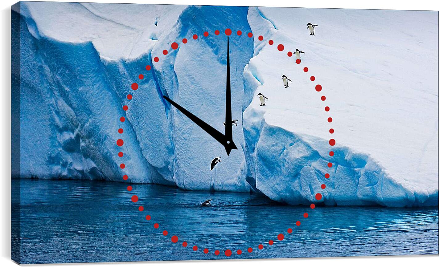 Часы картина - Ныряющие пингвины