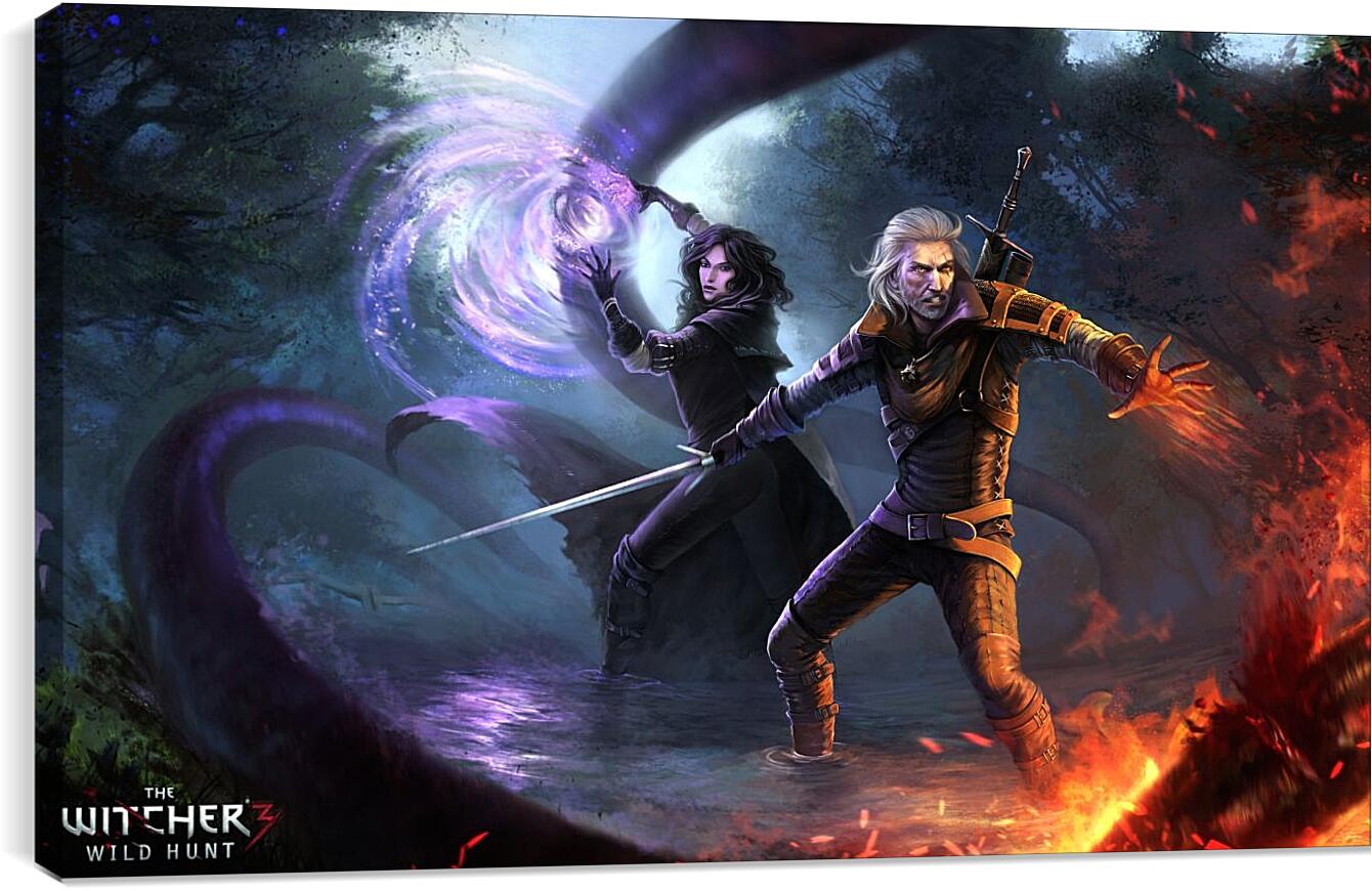 Постер и плакат - The Witcher 3 (Ведьмак), Геральт из Ривии и Йеннифер