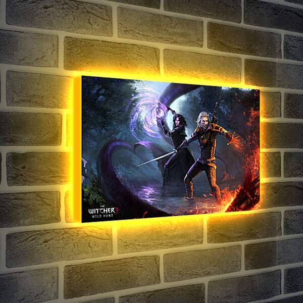 Лайтбокс световая панель - The Witcher 3 (Ведьмак), Геральт из Ривии и Йеннифер