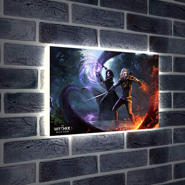 Лайтбокс световая панель - The Witcher 3 (Ведьмак), Геральт из Ривии и Йеннифер