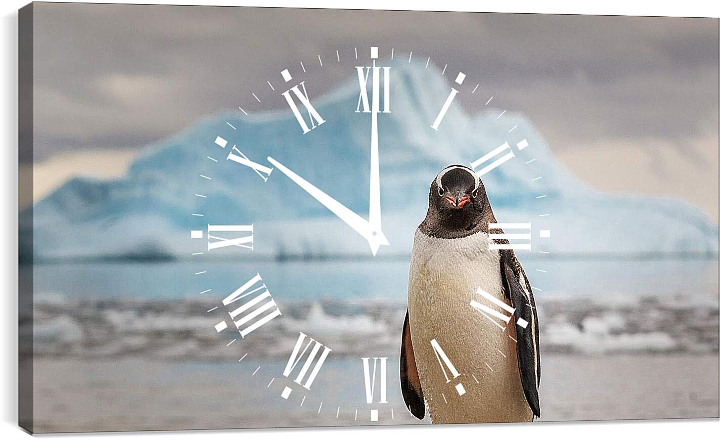 Часы картина - Пингвин на фоне Айсберга