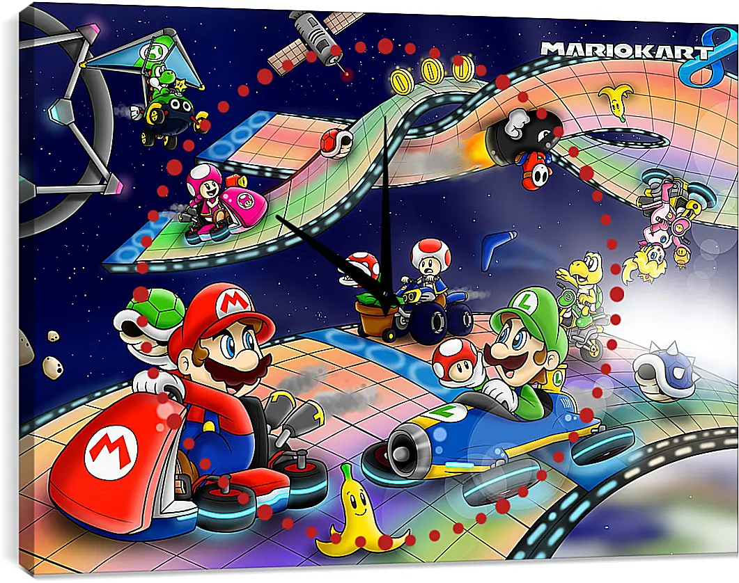 Часы картина - Mario Kart 8
