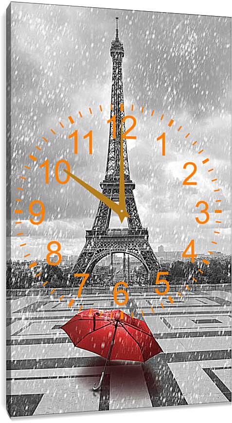 Часы картина - Красный зонт