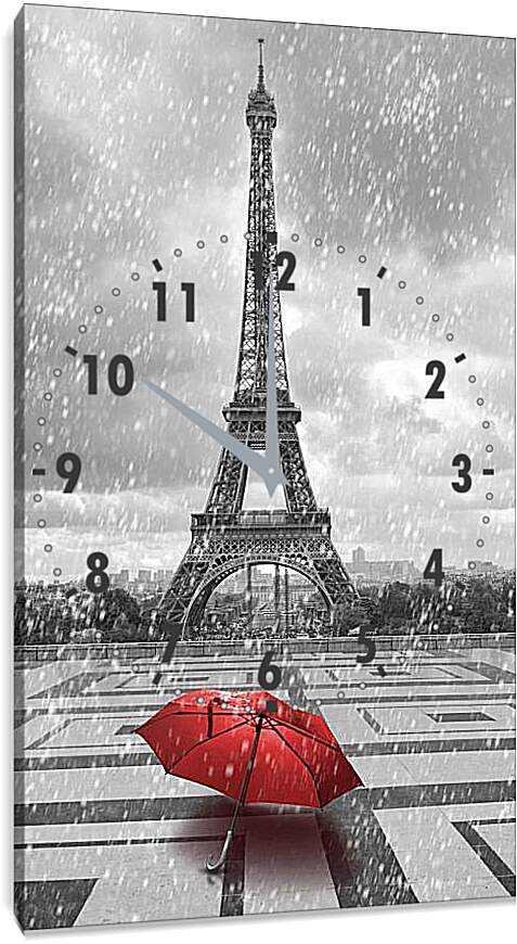 Часы картина - Красный зонт