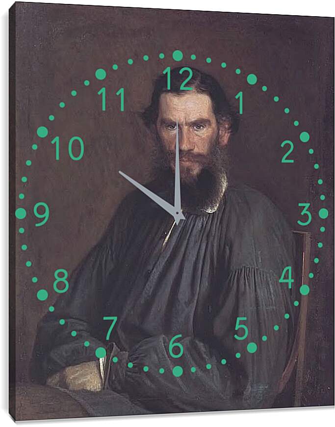 Часы картина - Портрет писателя Льва Николаевича Толстого. Иван Николаевич Крамской