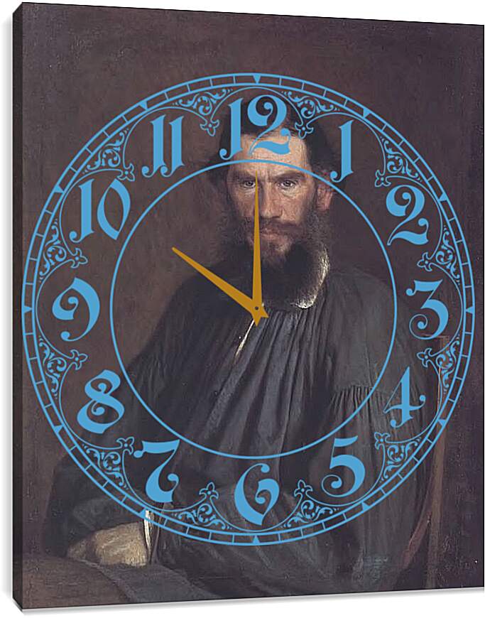 Часы картина - Портрет писателя Льва Николаевича Толстого. Иван Николаевич Крамской