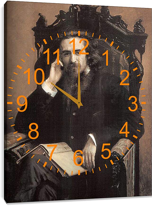 Часы картина - Портрет философа Владимира Сергеевича Соловьёва. Иван Николаевич Крамской