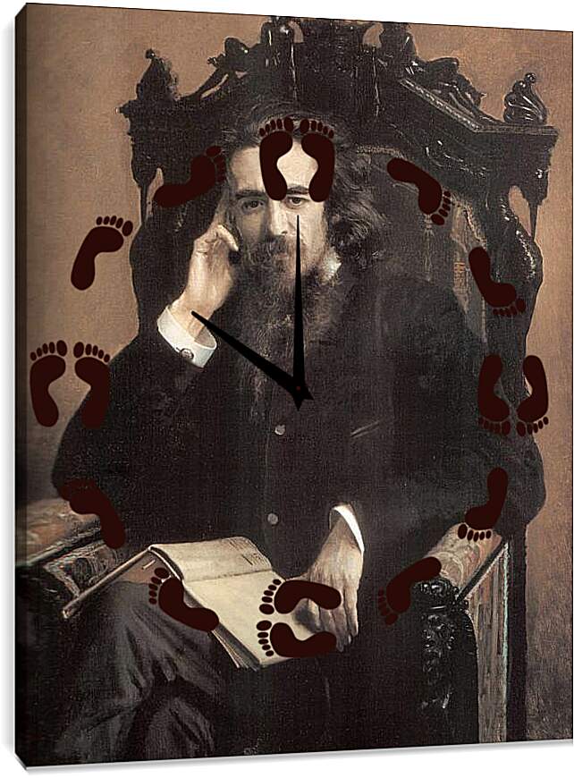 Часы картина - Портрет философа Владимира Сергеевича Соловьёва. Иван Николаевич Крамской